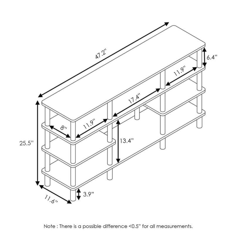 Furinno Turn-N-Tube 4-Tier Multipurpose Wide Shelf TV Stand, Espresso/Black - Image 5