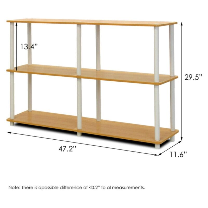 Furinno Turn-N-Tube Wood 3-Tier Double Size Storage Display Rack in Black/Gray - Image 3