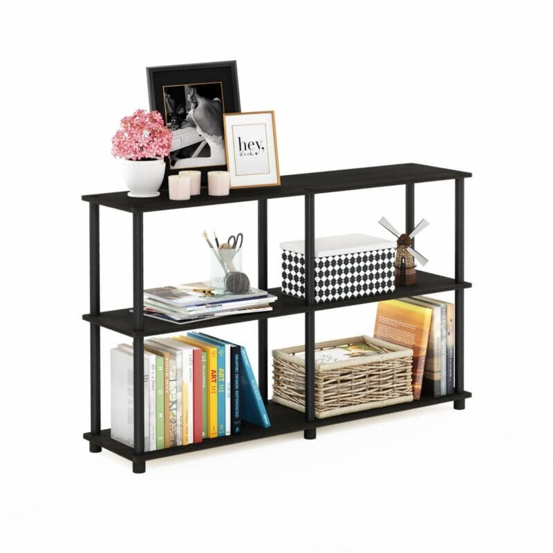 Furinno Turn-N-Tube Wood 3-Tier Double Size Storage Display Rack in Black/Gray - Image 7