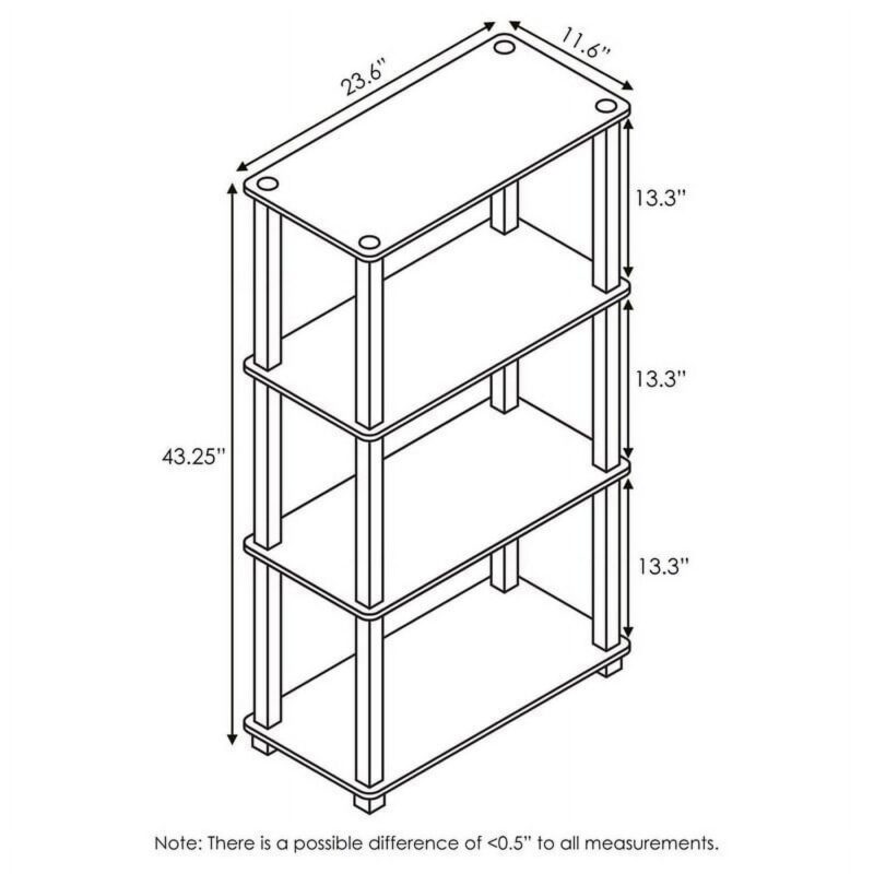 Furinno Turn-S-Tube 23.6Aca !A W x 11.4 D x 43.25 H 4-Shelf Decorative Shelves, Black - Image 2