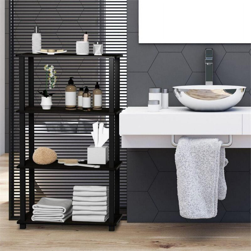 Furinno Turn-S-Tube 23.6Aca !A W x 11.4 D x 43.25 H 4-Shelf Decorative Shelves, Black - Image 3