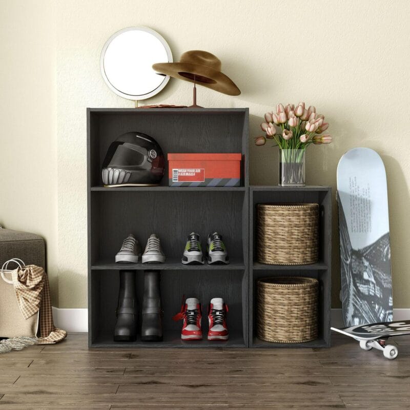 Furniture of America Brooks Stackable 3-Tier Wood Black Bookcase - Image 8