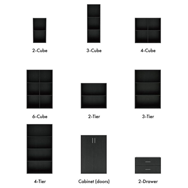 Furniture of America Brooks Stackable 3-Tier Wood Black Bookcase - Image 7