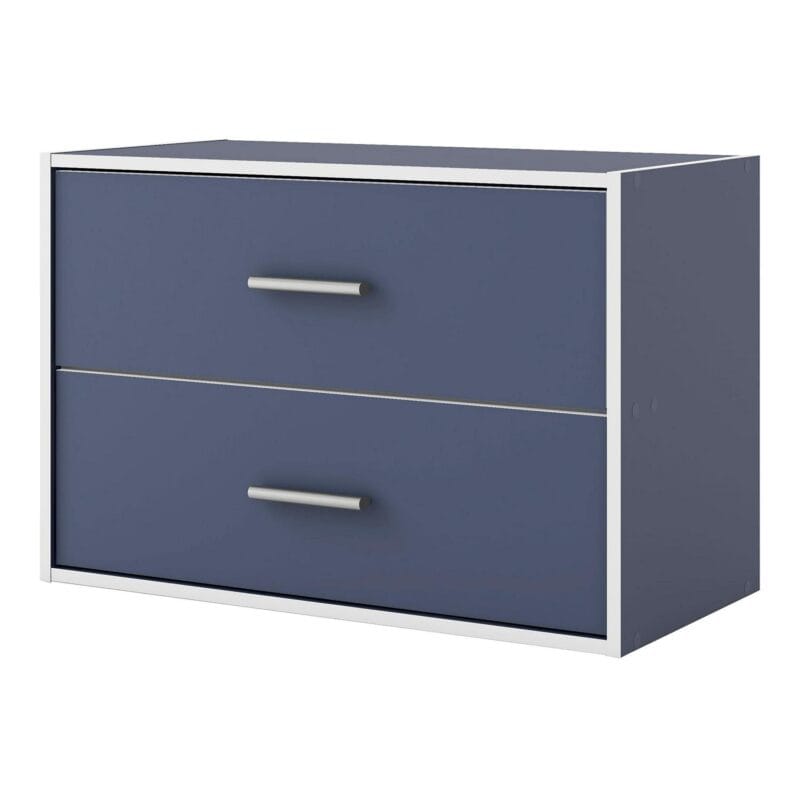 Furniture of America Brooks Stackable 2-Drawer Wood Steel Blue Cabinet