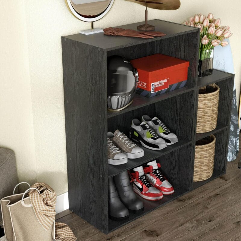 Furniture of America Brooks Stackable 3-Tier Wood Black Bookcase - Image 6