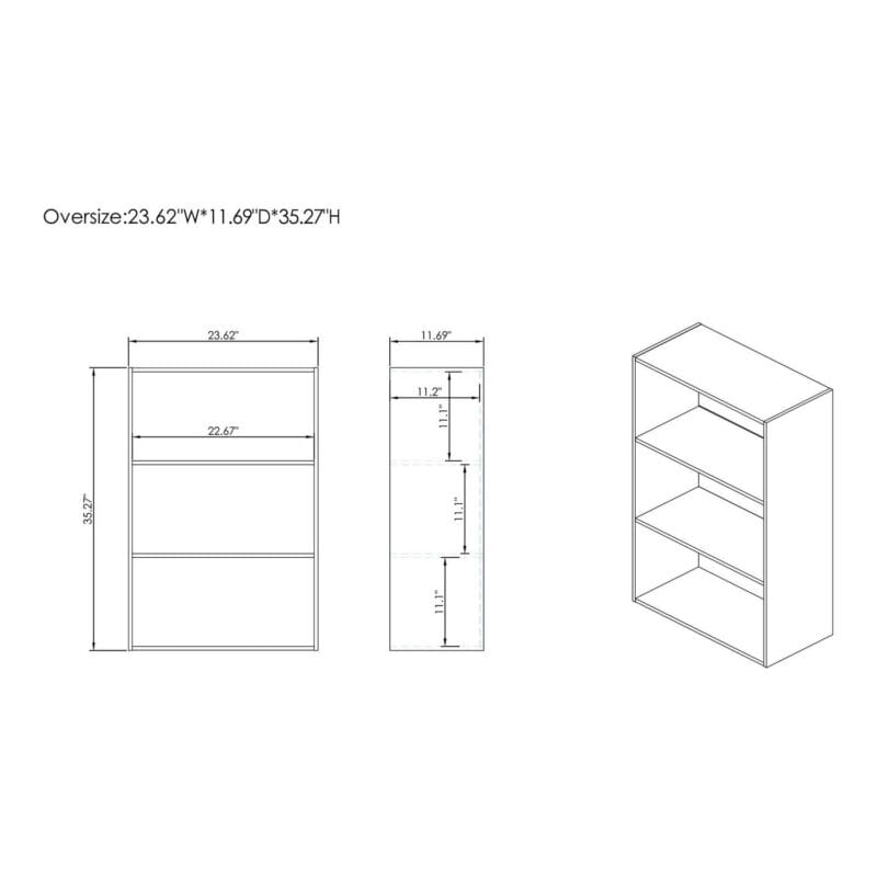 Furniture of America Brooks Stackable 3-Tier Wood Black Bookcase - Image 2