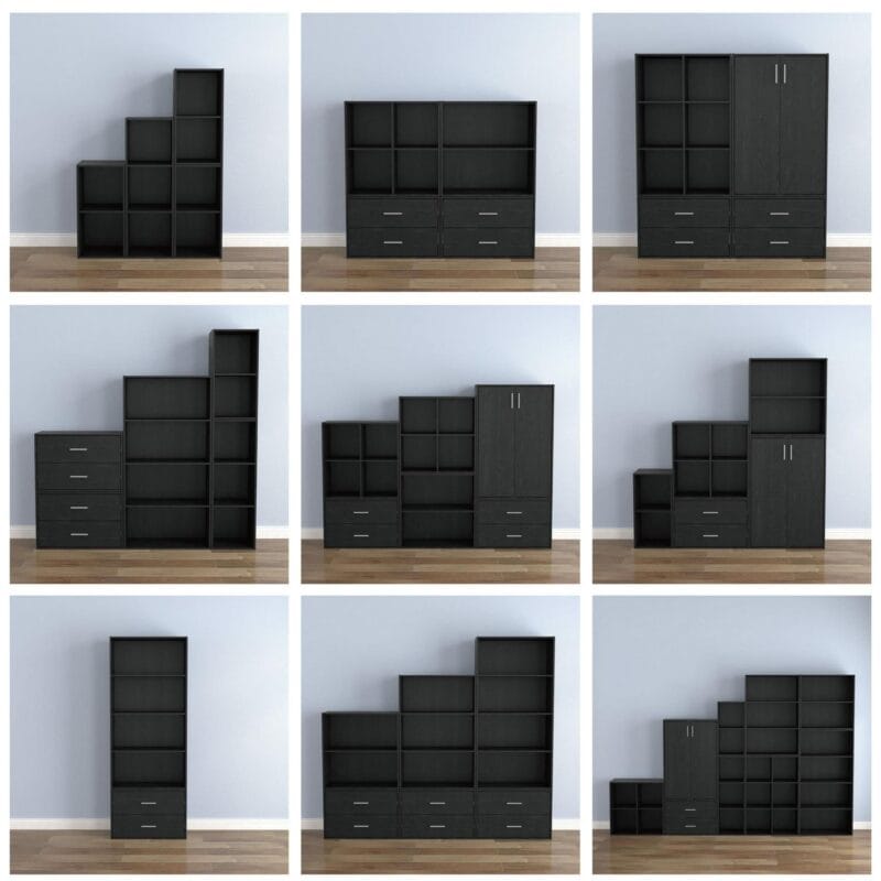 Furniture of America Brooks Stackable 3-Tier Wood Black Bookcase - Image 9