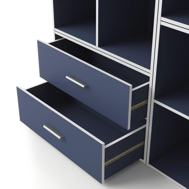 Furniture of America Brooks Stackable 2-Drawer Wood Steel Blue Cabinet - Image 6