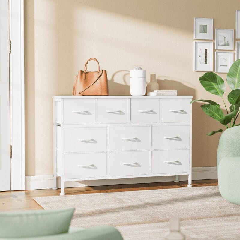 GIKPAL TV Stand with 10 Drawers Dresser and Charging Station for TVs up to 55 , White - Image 7