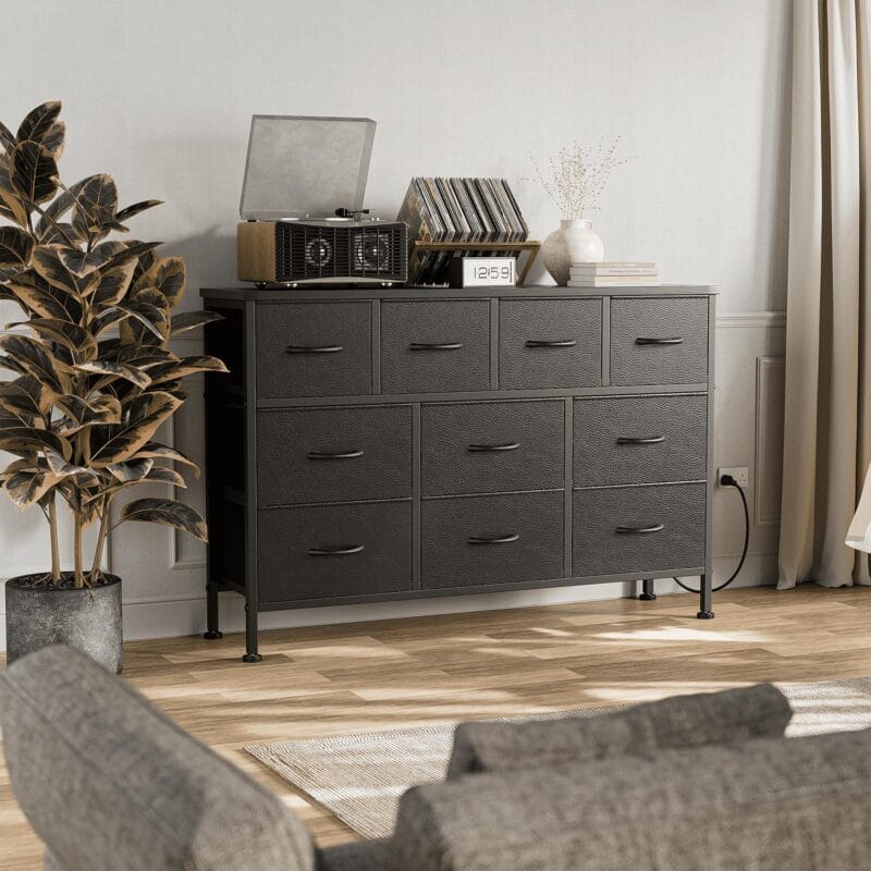 GIKPAL TV Stand with 10 Drawers Dresser and Power Outlet for TVs up to 50 , Black - Image 4