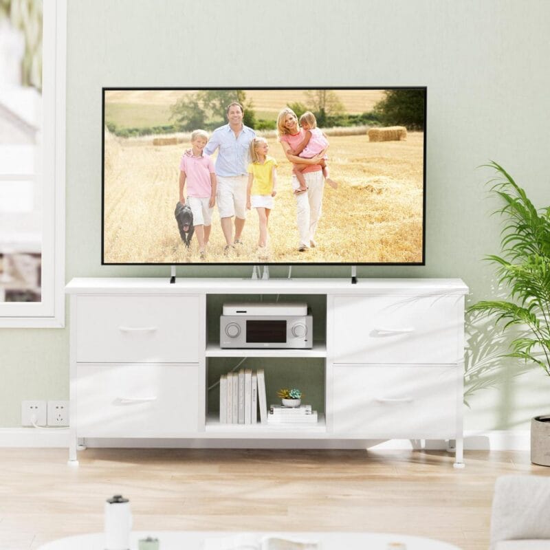 GIKPAL White Dresser TV Stand, 4 Drawer Dressers for Bedroom Up to 50  TV Stand Chest of Drawers, Modern TV Stand Dresser - Image 4