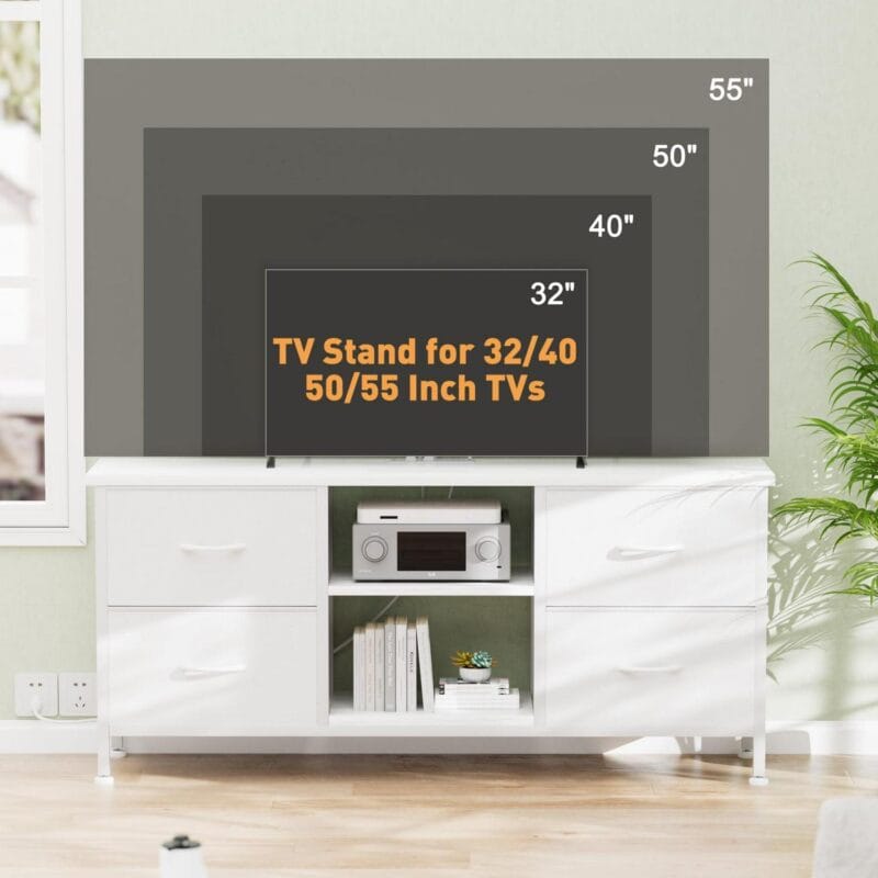GIKPAL White Dresser TV Stand, 4 Drawer Dressers for Bedroom Up to 50  TV Stand Chest of Drawers, Modern TV Stand Dresser - Image 6