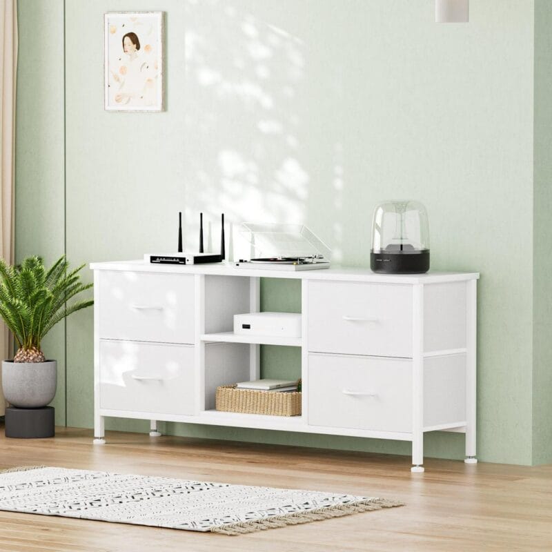 GIKPAL White Dresser TV Stand, 4 Drawer Dressers for Bedroom Up to 50  TV Stand Chest of Drawers, Modern TV Stand Dresser - Image 5
