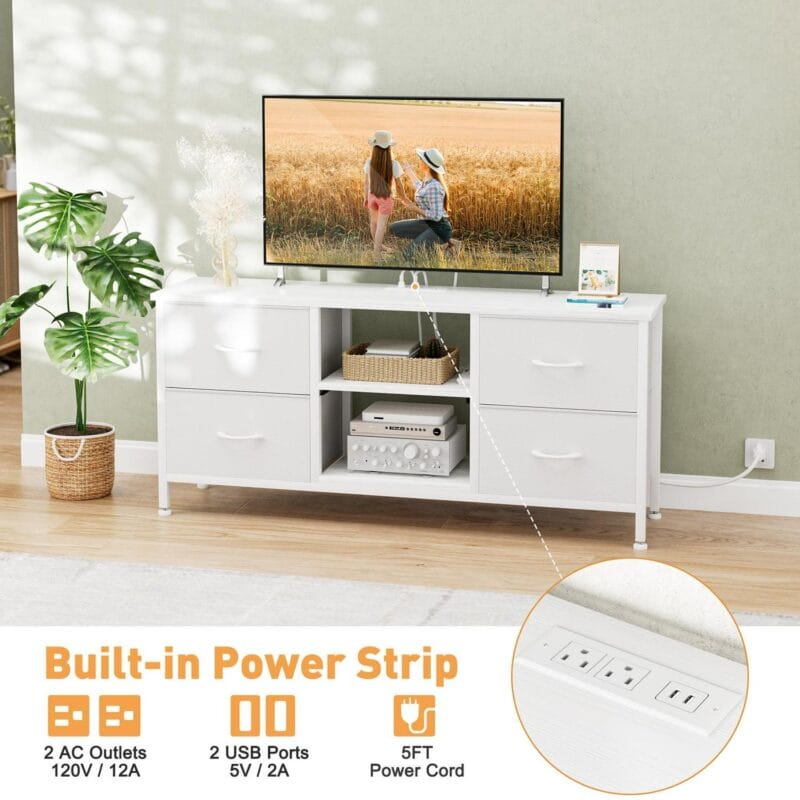 GIKPAL White Dresser TV Stand, 4 Drawer Dressers for Bedroom Up to 50  TV Stand Chest of Drawers, Modern TV Stand Dresser - Image 7
