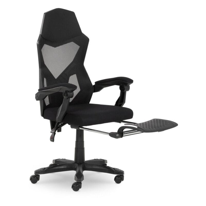 Gamer Gear Gaming Office Chair with Extendable Leg Rest, Black Fabric Upholstery - Image 14