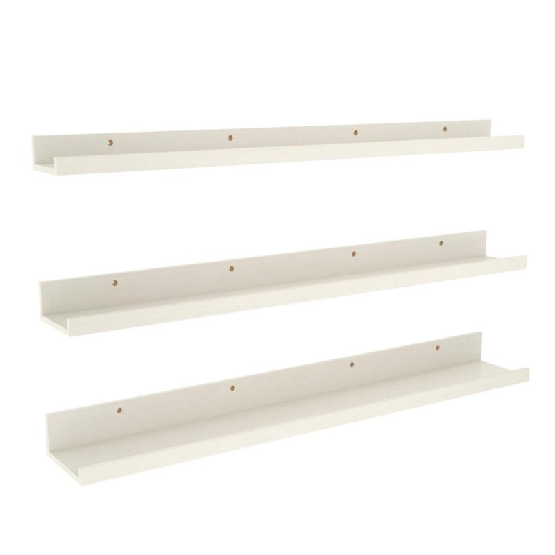 Giftgarden 36 Inch Floating Wall Shelves, Creamy White Beige Wooden Ledge Shelf Set of 3 for Bathroom Kitchen Living Room Nursery Bedroom Picture - Image 4