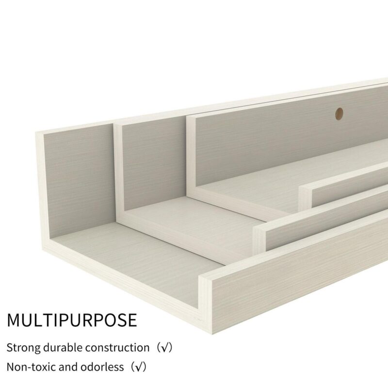Giftgarden 36 Inch Floating Wall Shelves, Creamy White Beige Wooden Ledge Shelf Set of 3 for Bathroom Kitchen Living Room Nursery Bedroom Picture - Image 6