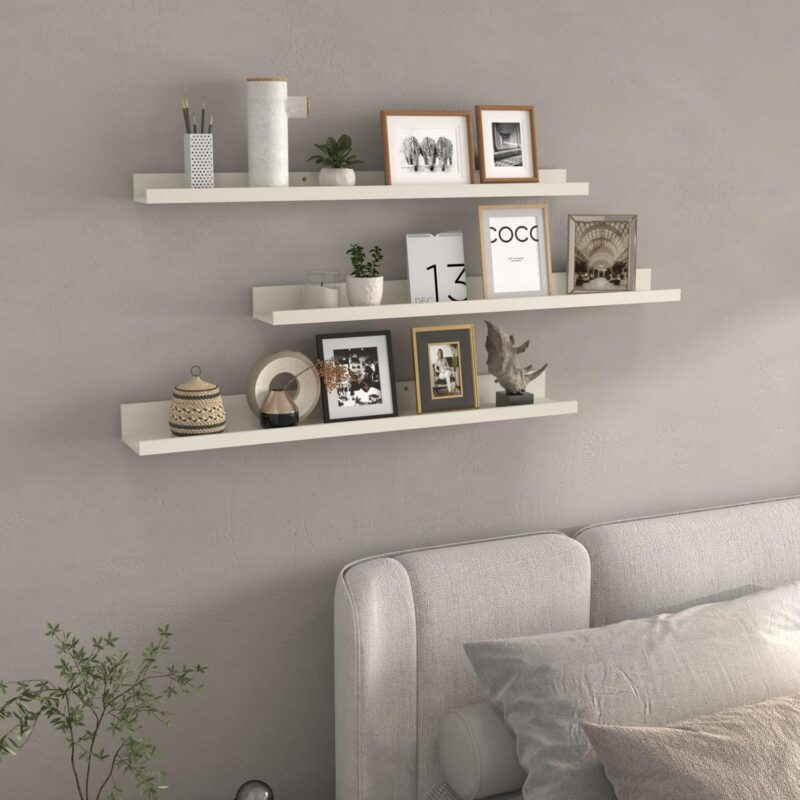 Giftgarden 36 Inch Floating Wall Shelves, Creamy White Beige Wooden Ledge Shelf Set of 3 for Bathroom Kitchen Living Room Nursery Bedroom Picture - Image 8