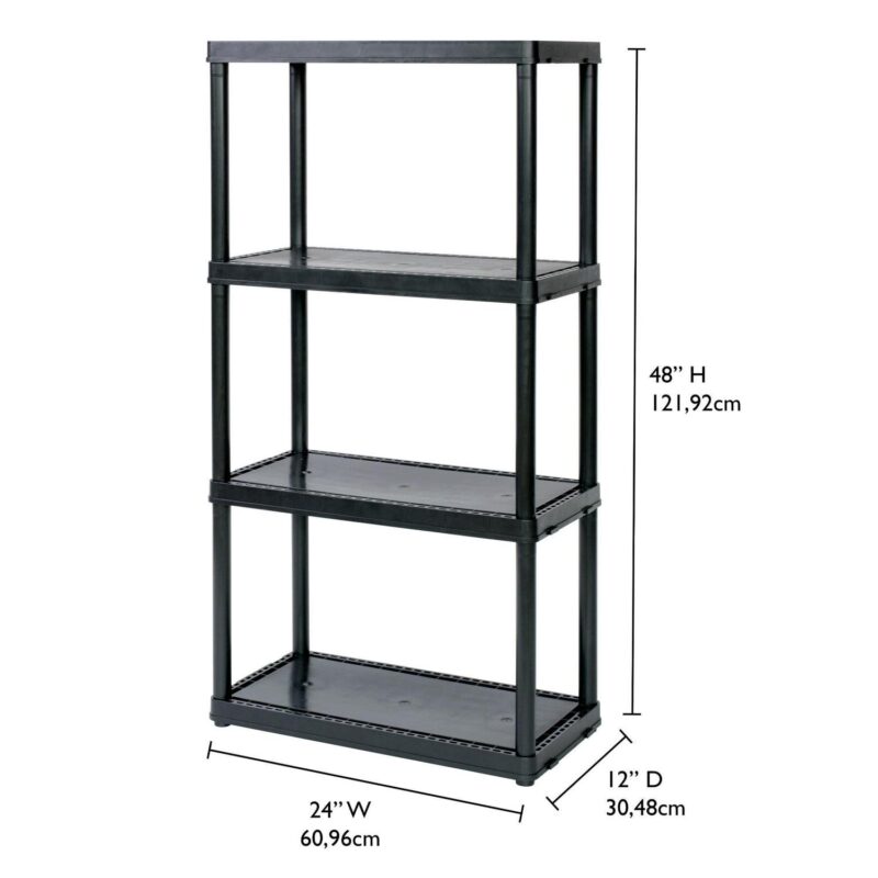 Gracious Living 4 Shelf Set Height Light Duty Storage Unit, Black (2 Pack) - Image 4