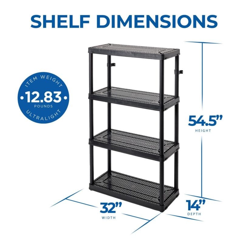 Gracious Living 4 Shelf Fixed Height Medium Duty Storage, Black (4 Pack) - Image 2