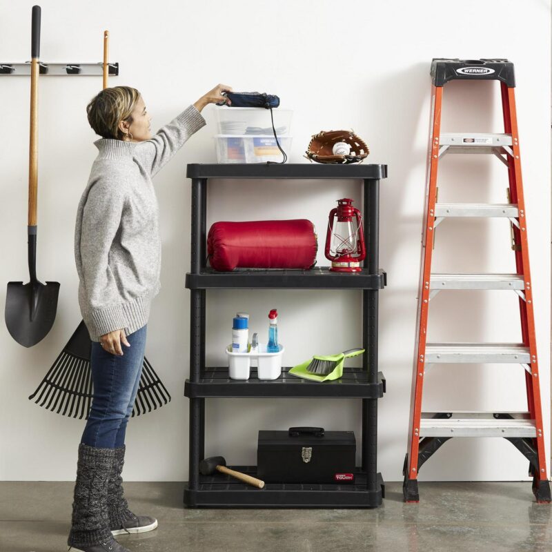 Gracious Living 4 Shelf Adjustable Height Storage Unit, Black (4 Pack) - Image 7