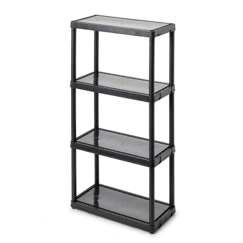 Gracious Living 4 Shelf Set Height Light Duty Storage Unit, Black (2 Pack) - Image 2