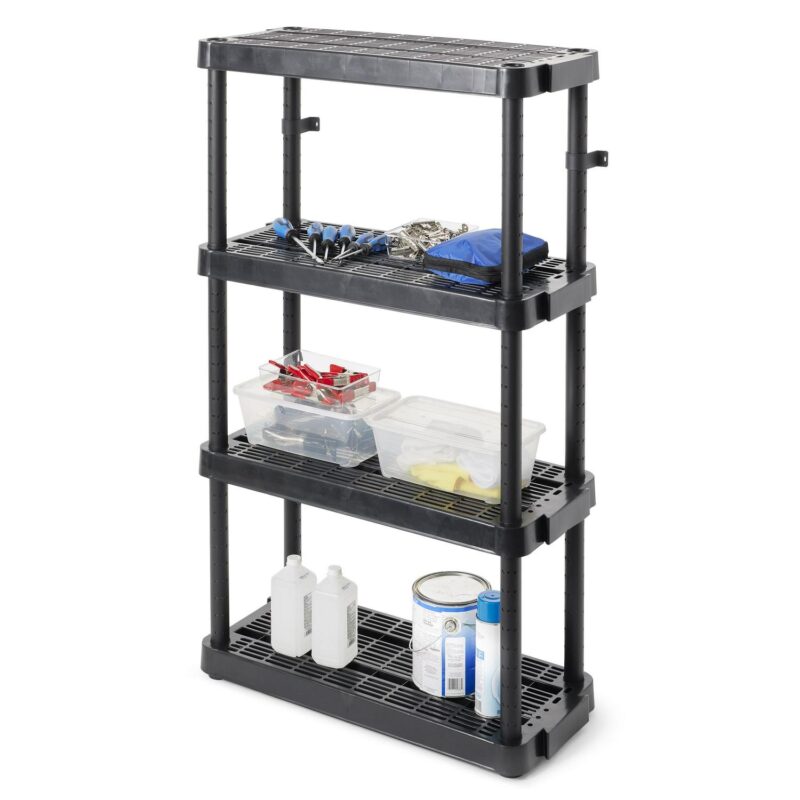 Gracious Living 4 Shelf Adjustable Height Storage Unit, Black (4 Pack) - Image 2