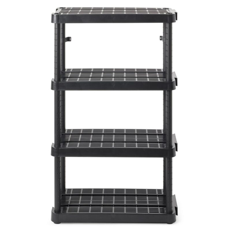 Gracious Living 4 Shelf Adjustable Height Storage Unit, Black (4 Pack) - Image 3