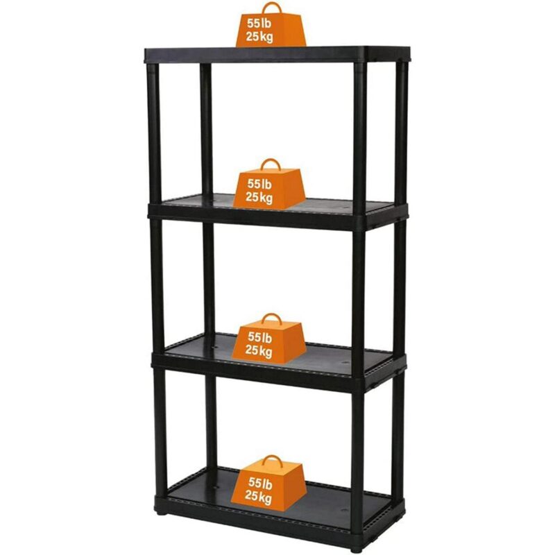 Gracious Living 4 Shelf Set Height Light Duty Storage Unit, Black (2 Pack) - Image 5
