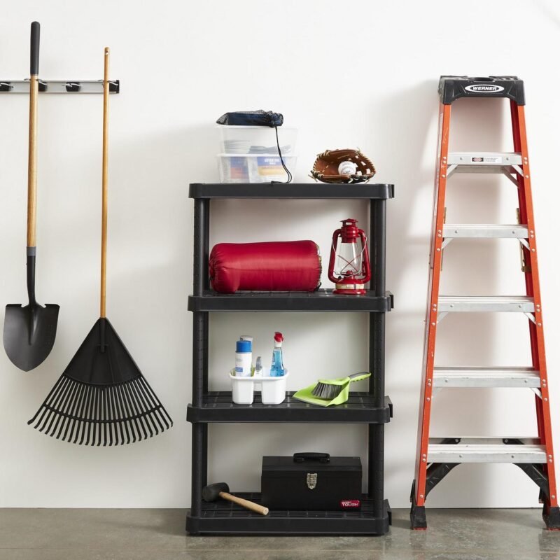 Gracious Living 4 Shelf Adjustable Height Storage Unit, Black (4 Pack) - Image 9