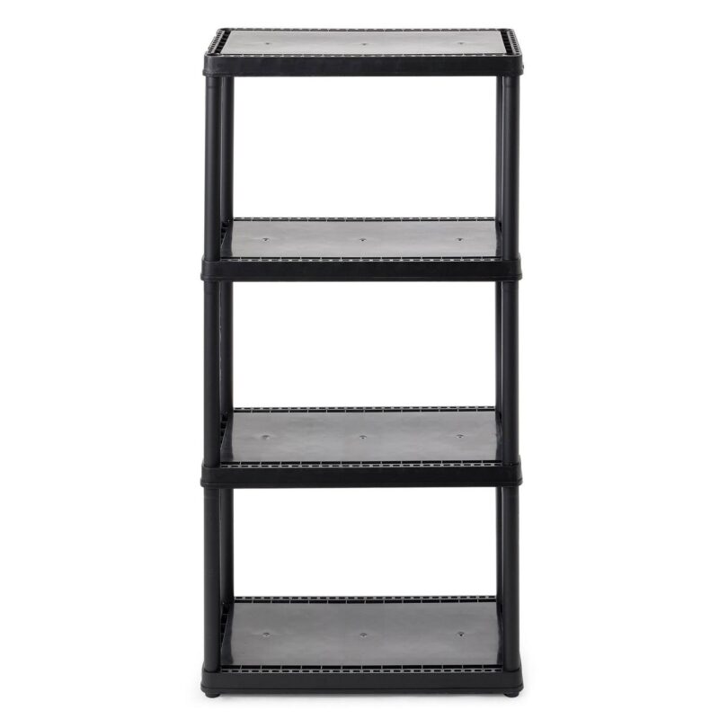 Gracious Living 4 Shelf Set Height Light Duty Storage Unit, Black (2 Pack) - Image 3