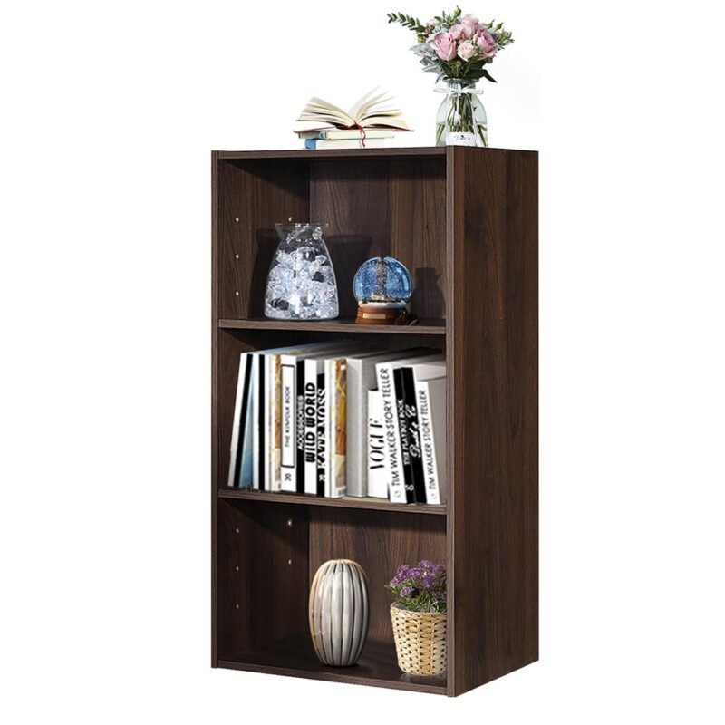 Gymax 2 PCS 3 Tier Open Shelf Bookcase Multi-functional Storage Display Cabinet Walnut - Image 10