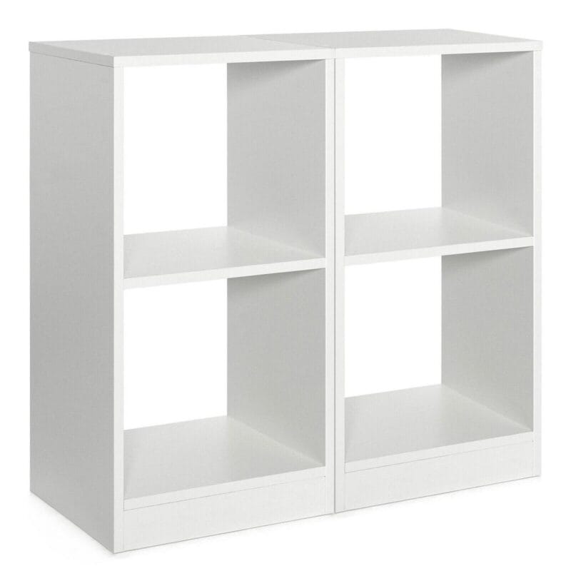 Gymax 2 PCS Bookshelf 2-Tier Open Wood Display Organizer Set Vinyl Record Cube Storage - Image 10