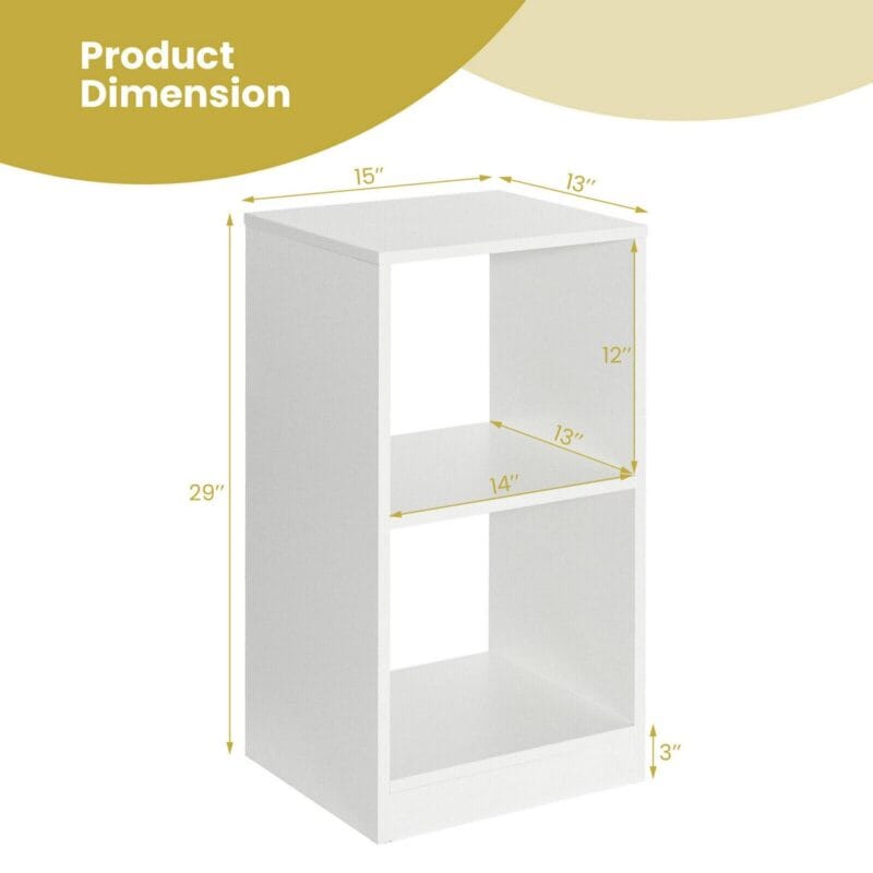 Gymax 2 PCS Bookshelf 2-Tier Open Wood Display Organizer Set Vinyl Record Cube Storage - Image 2