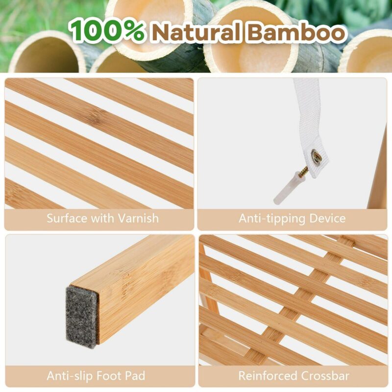 Gymax 4-Tier Bamboo Ladder Bookshelf 58'' Display Shelf Storage Rack Plant Flower Stand - Image 9