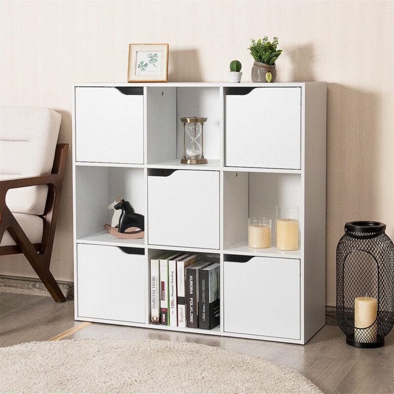 Gymax 9 Cube Bookcase Cabinet Wood Bookcase Storage Shelves Room Divider Organization - Image 3