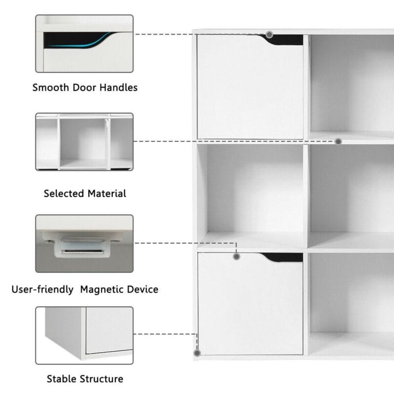 Gymax 9 Cube Bookcase Cabinet Wood Bookcase Storage Shelves Room Divider Organization - Image 9