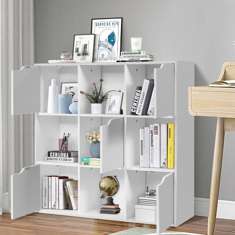 Gymax 9 Cube Bookcase Cabinet Wood Bookcase Storage Shelves Room Divider Organization - Image 5