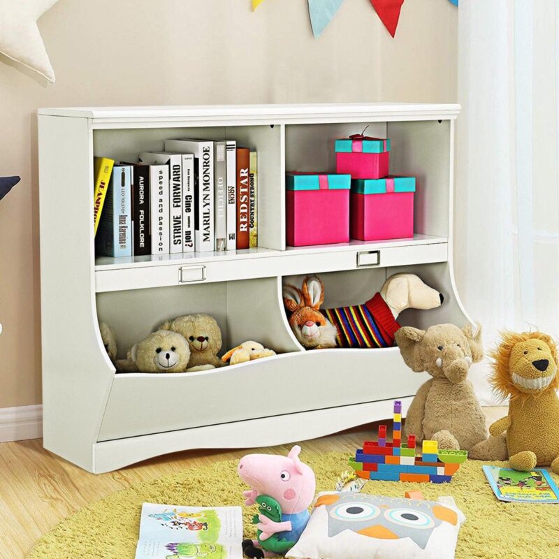Gymax Children Storage Unit Kids Bookshelf Bookcase Baby Toy Organizer Shelf White - Image 5