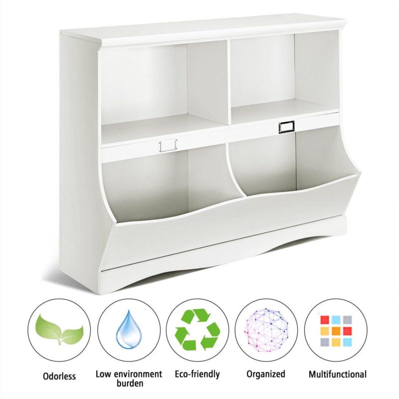 Gymax Children Storage Unit Kids Bookshelf Bookcase Baby Toy Organizer Shelf White - Image 7