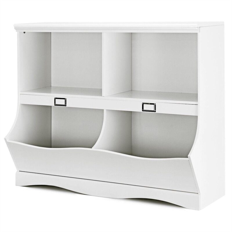 Gymax Children Storage Unit Kids Bookshelf Bookcase Baby Toy Organizer Shelf White - Image 2