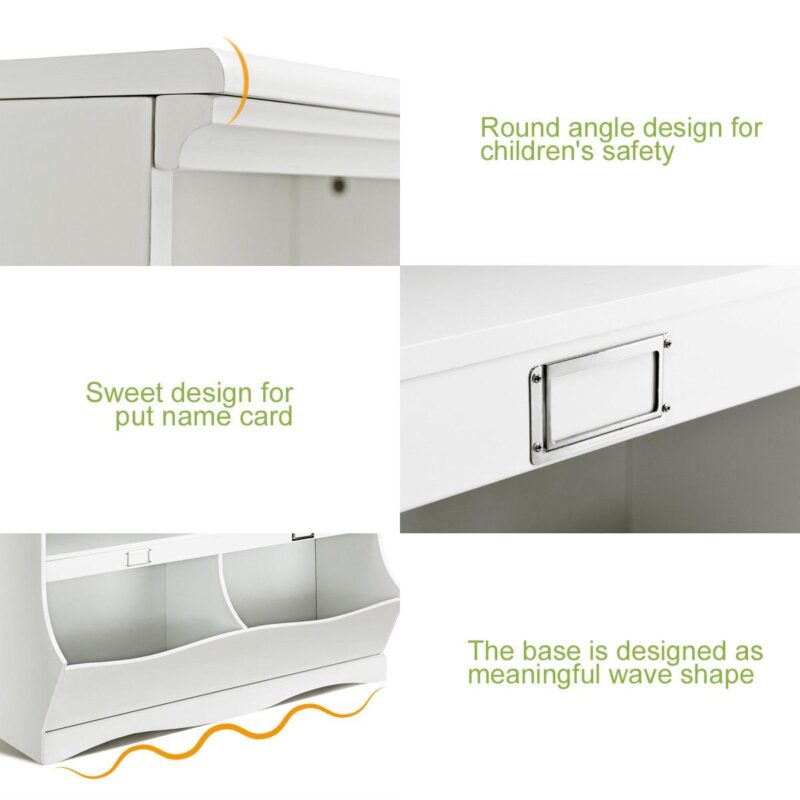 Gymax Children Storage Unit Kids Bookshelf Bookcase Baby Toy Organizer Shelf White - Image 9
