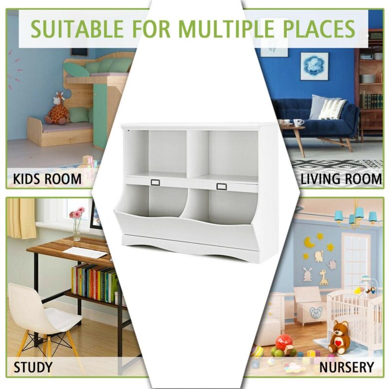 Gymax Children Storage Unit Kids Bookshelf Bookcase Baby Toy Organizer Shelf White - Image 6