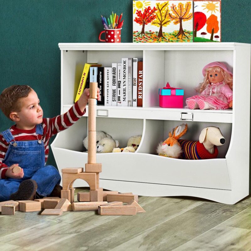 Gymax Children Storage Unit Kids Bookshelf Bookcase Baby Toy Organizer Shelf White - Image 4