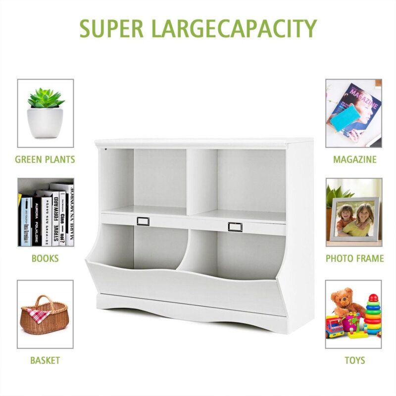 Gymax Children Storage Unit Kids Bookshelf Bookcase Baby Toy Organizer Shelf White - Image 8