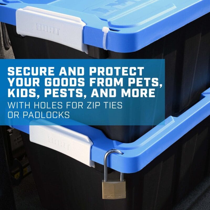 HART 12 Gallon Heavy Duty Latching Plastic Storage Bin Container, Black - Image 9