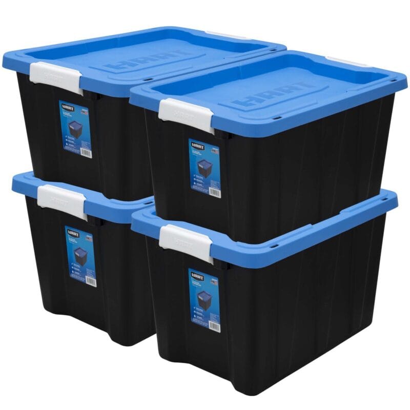 HART 12 Gallon Heavy Duty Latching Plastic Storage Bin Container, Black - Image 5