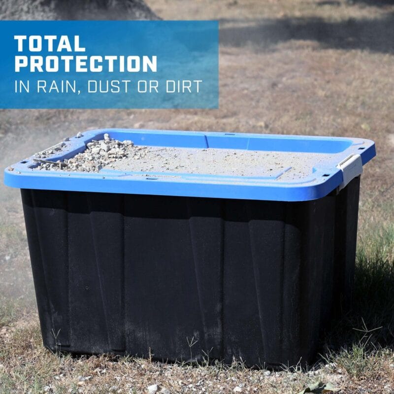 HART 12 Gallon Heavy Duty Latching Plastic Storage Bin Container, Black - Image 7