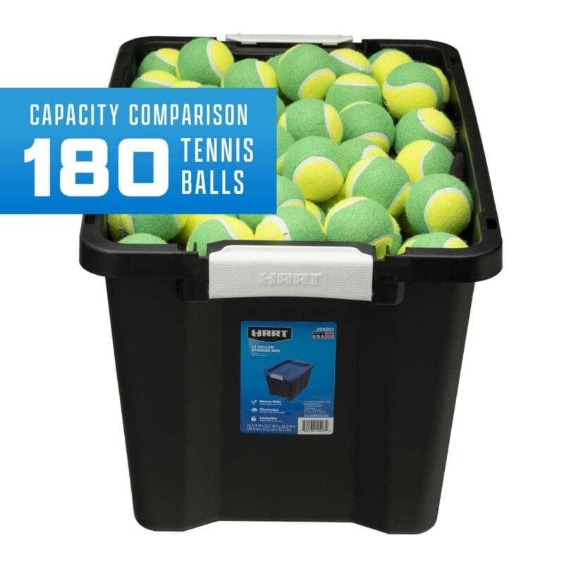 HART 12 Gallon Heavy Duty Latching Plastic Storage Bin Container, Black - Image 8