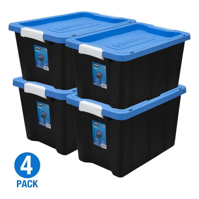 HART 12 Gallon Heavy Duty Latching Plastic Storage Bin Container, Black - Image 13